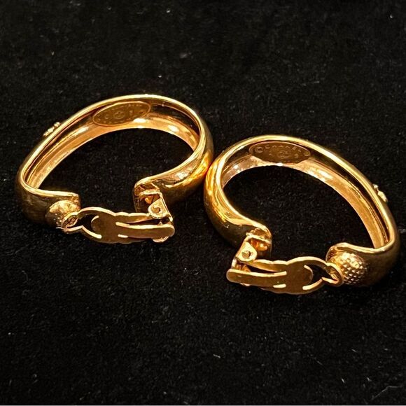 Chanel Vintage Gold Plated Hoop Earrings - Picture 7 of 7